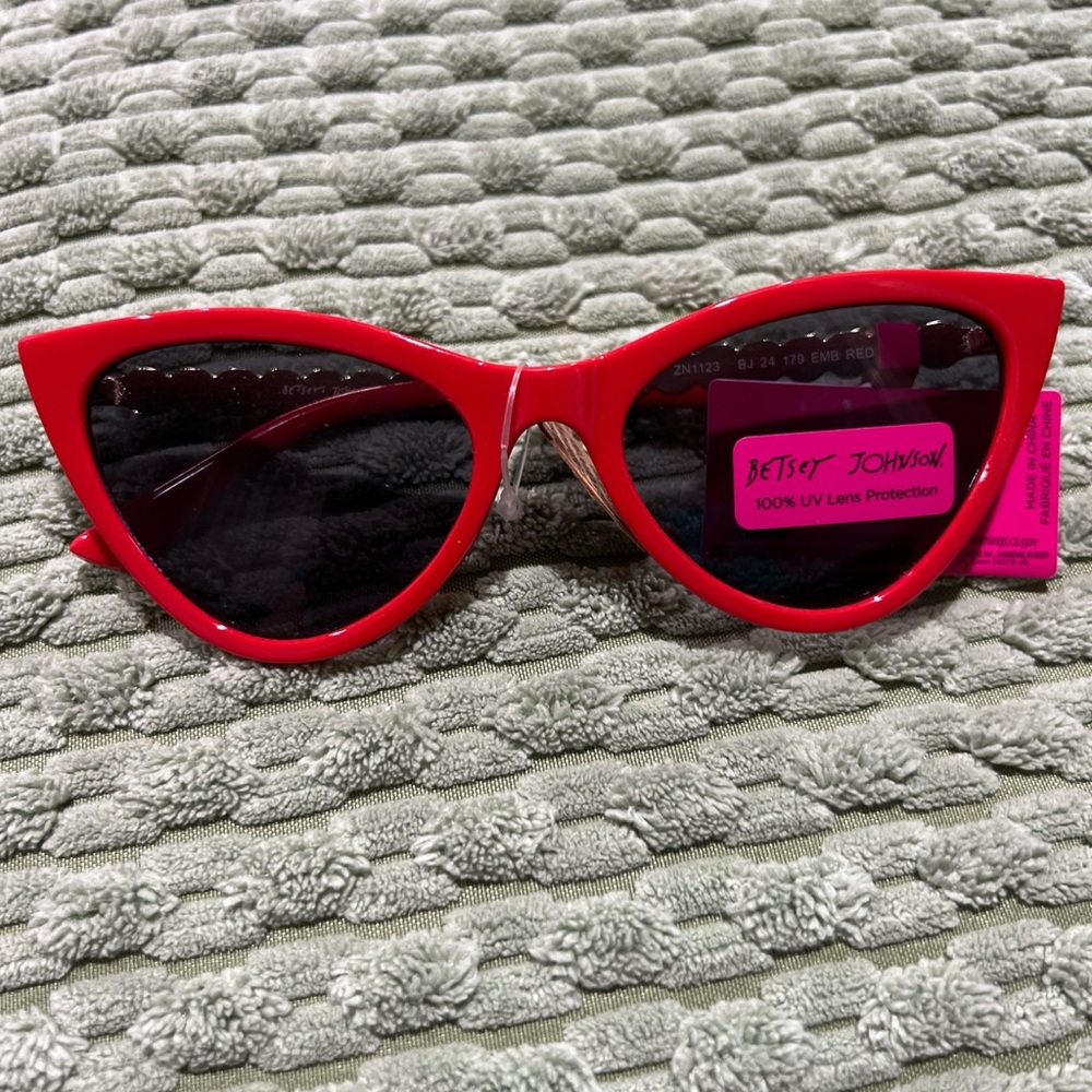 Betsey Johnson Vibrant Red Cat-Eye Sunglasses